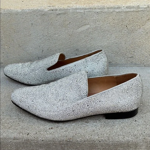 Christian Louboutin Swarovski Dandelion Silver Loafers Slip-On 44.5 US 10-10.5 - Picture 9 of 12